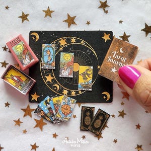 Miniature Tarot Cards in 1:12 and 1-6 scale for Dollhouse decorations, Diorama supplies and accessories, Printable Digital Download