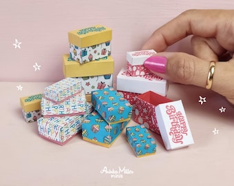 Dollhouse Birthday Gift Boxes for Miniature Party Decor (1:12 and 1/6), Printable PDF