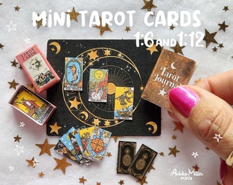 Cartas de Tarot en miniatura escala 1:12 y 1-6 para Dollhouse, suministros y accesorios Diorama, Descarga digital, Dollhouse imprimible