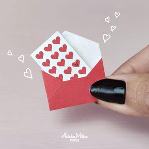 12 Miniature Valentine's Day Cards with Envelopes and Garland, Dollhouse Printable PDF image 7