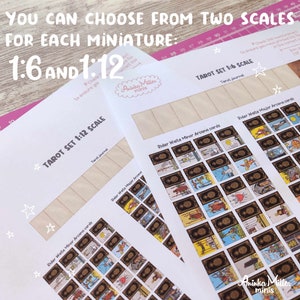 Miniature Tarot printable set for a dollhouse in 1:6 and 1:12 scale that includes: a miniature Tarot cards and a  miniature Tarot journal