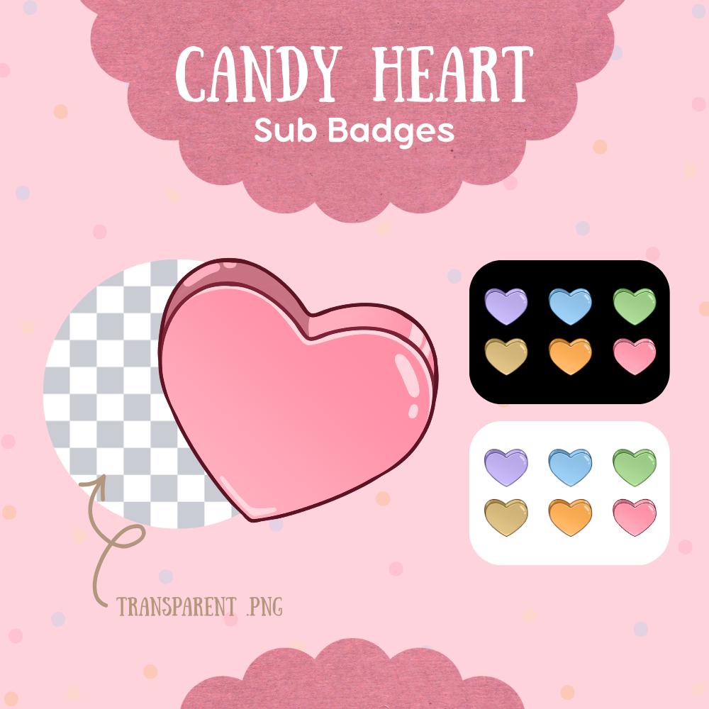 Six Twitch Streamer Bit Sub Badges: Sweet Heart Candy - Etsy Australia