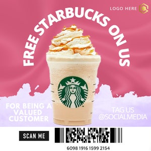 Starbucks Editable Flyer, Starbucks Flyer, Starbucks on us, Business Flyer, Free Coffee Flyer