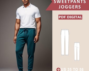 Men Jogger Pattern, Jogger Patterns, Sweatpants pattern for men, Men pants pattern, Men Patterns, Sewing Patterns, Joggers chart 36 to 68
