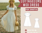 Midi dress, cottagecore dress, renaissance dress, Maxi dress pattern, fantasy dress, plus size cosplay, halloween costume, victorian dress,