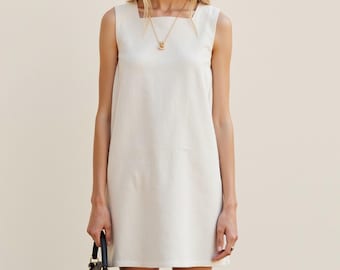 Patrón de costura para vestido sin mangas de lino con escote cuadrado (patrón en PDF, tallas XS-4XL)