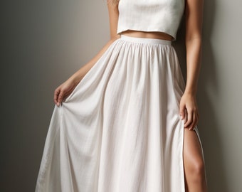 Linen Crop Top and Maxi Skirt Sewing Pattern (Digital Download)
