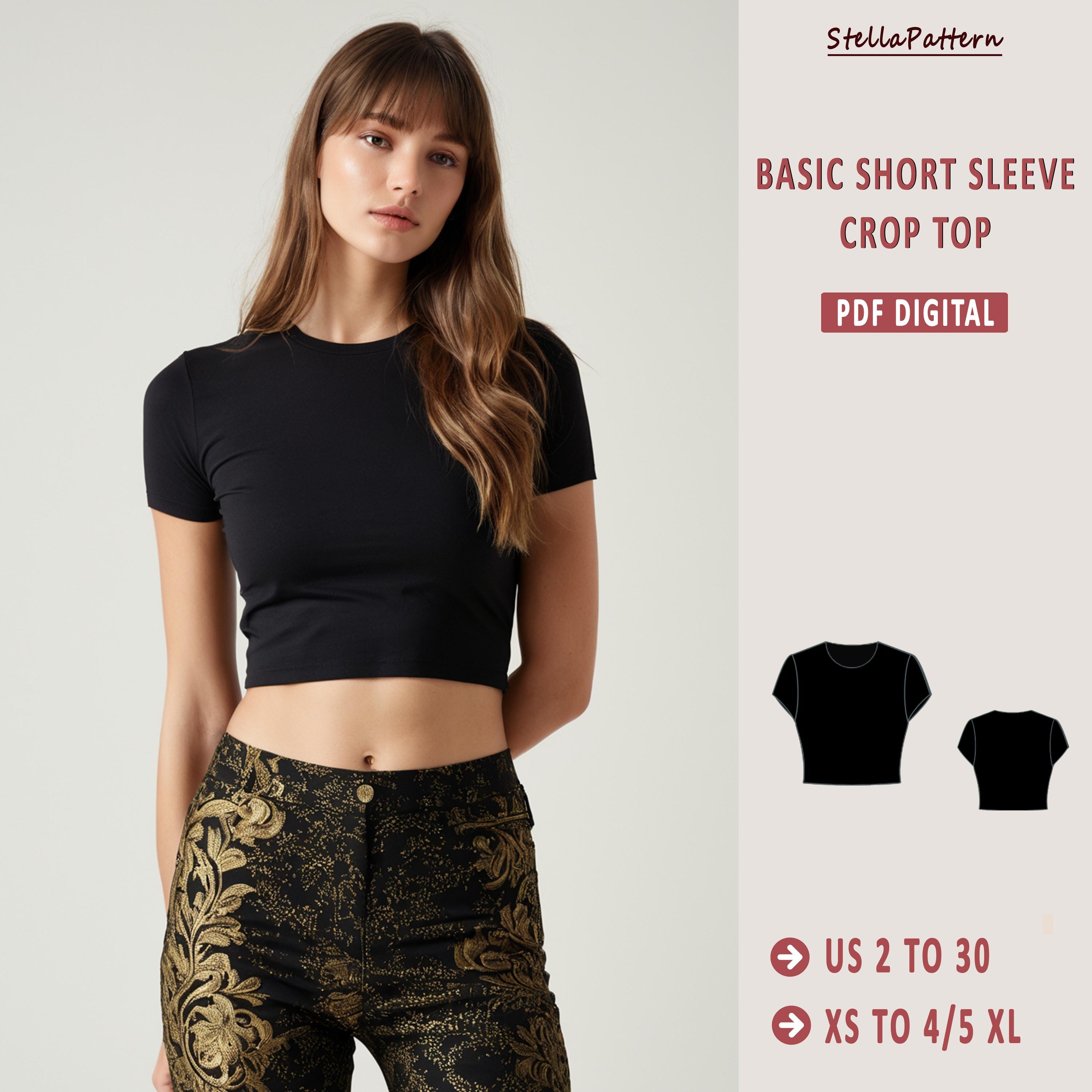 Simple Short Sleeve Crop Top Sewing Pattern: XS-4XL (PDF Pattern) - Etsy