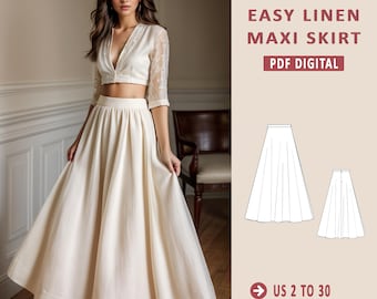 Easy Linen Maxi Circle Skirt Sewing Pattern, Renaissance Skirt Pattern, Long Skirt Pattern, Circle Skirt, Summer Skirt, Modest Skirt Pattern
