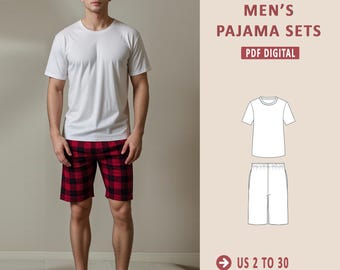 Men's Pajama Set Sewing Pattern: Easy T-Shirt & Pants (PDF Pattern)