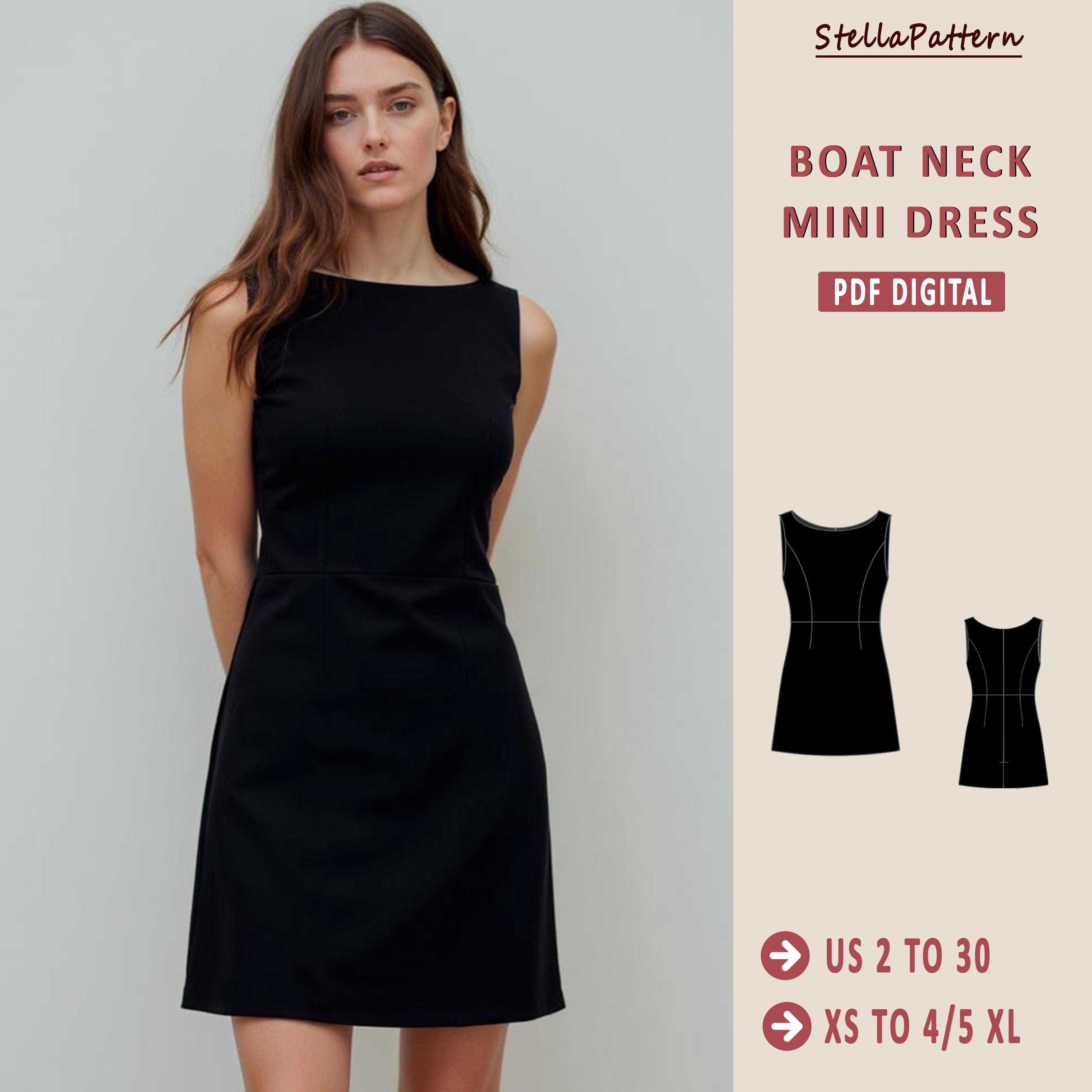 Boat Neck A-line Mini Dress Sewing Pattern: Easy Sleeveless Design (US  Letter-a4-a0) - Etsy