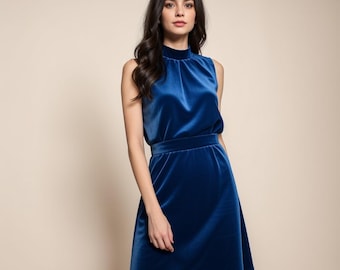 Velvet Mandarin Neck Mini Dress Sewing Pattern (XS-4XL) (Digital Download)