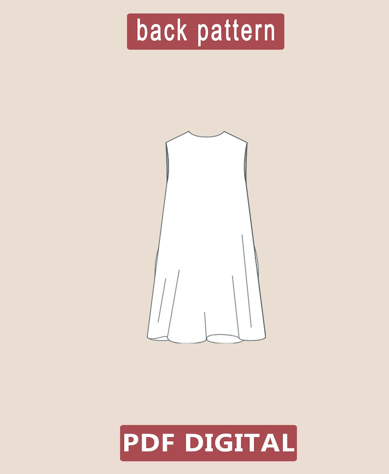 Kinder Sommer Kleid Schnittmuster, Mädchen Ärmellos Zelt Kleid, Mädchen Zelt Kleid Schnittmuster, A0 A4 US Letter-Girl, Größen: 2-16 Alter Bild 5