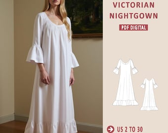 Victorian Nightgown Sewing Pattern: Renaissance Chemise Dress (PDF Pattern)