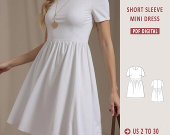 Mini Linen Dress Sewing Pattern: Short Sleeve Shift (PDF Pattern XS-5XL)