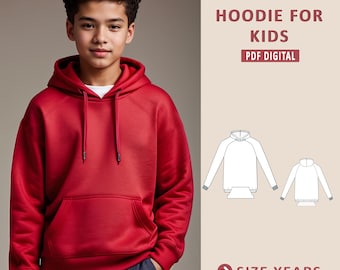 Hoodie Schnittmuster für Kinder, Sweatshirt Schnittmuster, Kinder Schnittmuster, PDF Schnittmuster, Anfänger Schnittmuster, Schnittmuster Kleinkinder, Junge Hoodie Schnittmuster