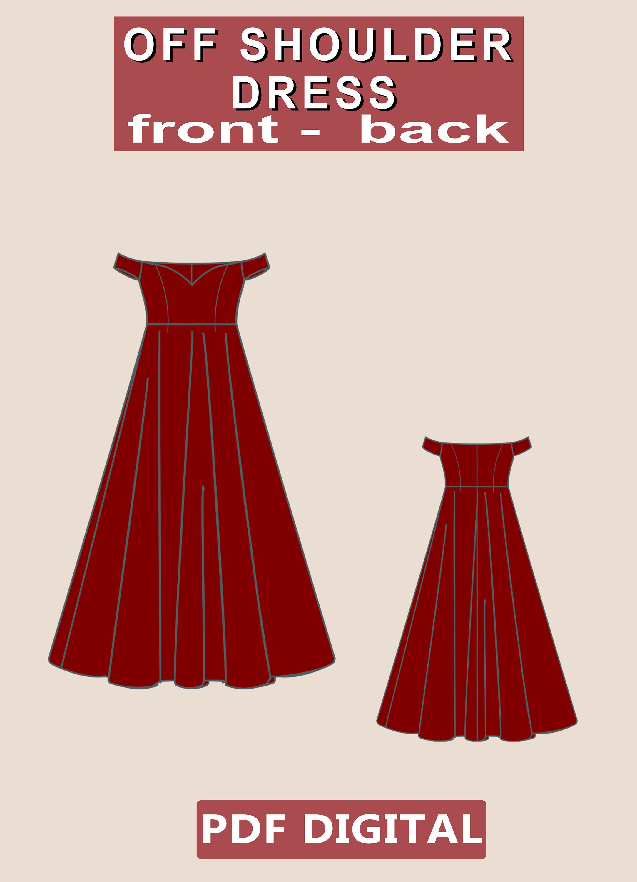 Off Shoulder Sweetheart Neck Dress Sewing Pattern, Prom Dress PDF ...