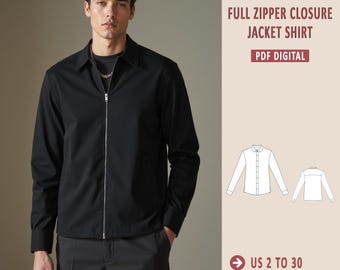 Herren Reißverschluss Jacke Schnittmuster, Hemd Jacke (PDF-Muster)