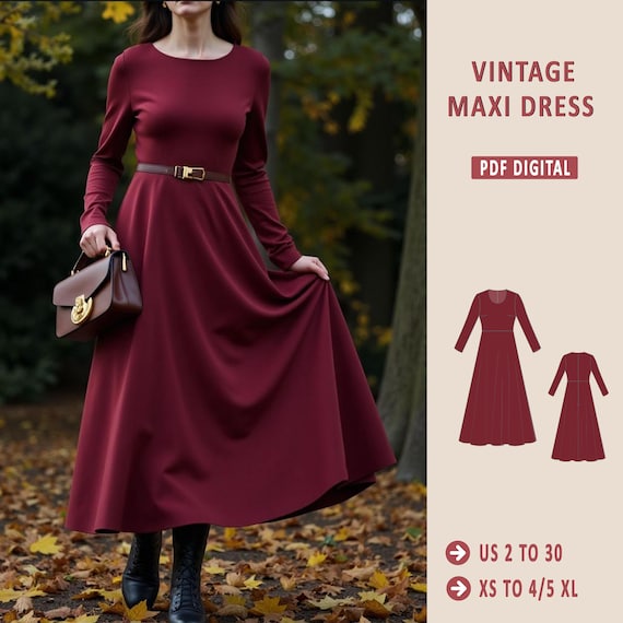 chinese dress ladies Long Sleeve Maxi Smock Dress Beginner Sewing Pattern – Rosys Patterns