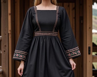 Cottagecore Flared Sleeve Dress Sewing Pattern: Renaissance Cosplay (Sizes XS-4XL) (Digital Download)