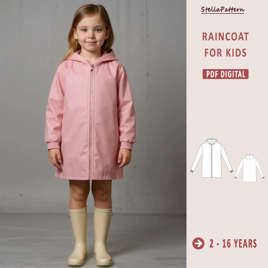 Kids Raincoat Sewing Pattern, Sizes 2-16 Years (PDF Pattern) - Etsy