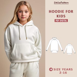 Hoodie Sewing Pattern for Kids, Sweatshirt Pattern, Kids Pattern, PDF Pattern, Beginner Pattern, Sewing Pattern Toddlers,Girl Hoodie Pattern