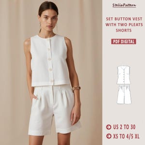 Vest and Shorts Sewing Pattern: Women&#39;s Summer Outfit (PDF Pattern, XS-5XL)