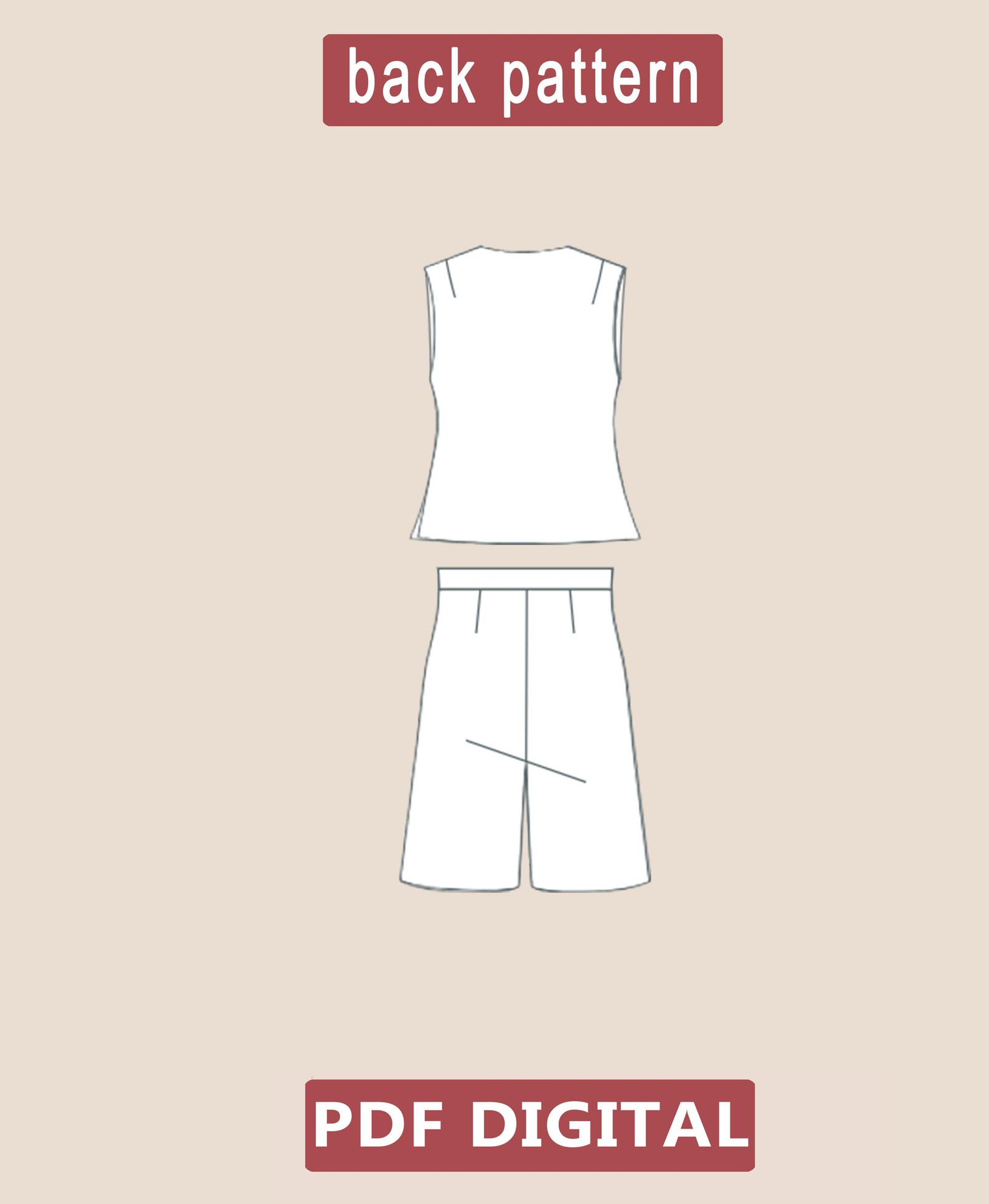 Vest and Bermuda Shorts Sewing Pattern: Women's Summer Outfit (PDF ...