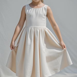 Patrón de vestido de verano sin mangas para niños, patrón de costura de vestido para niños en PDF, patrón de costura de vestido para niñas, tamaño A0 A4 (carta estadounidense), talla de niña 2-16 años