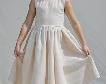 Sleeveless Linen Dress Sewing Pattern: Girls Size 2-16 (PDF Pattern)