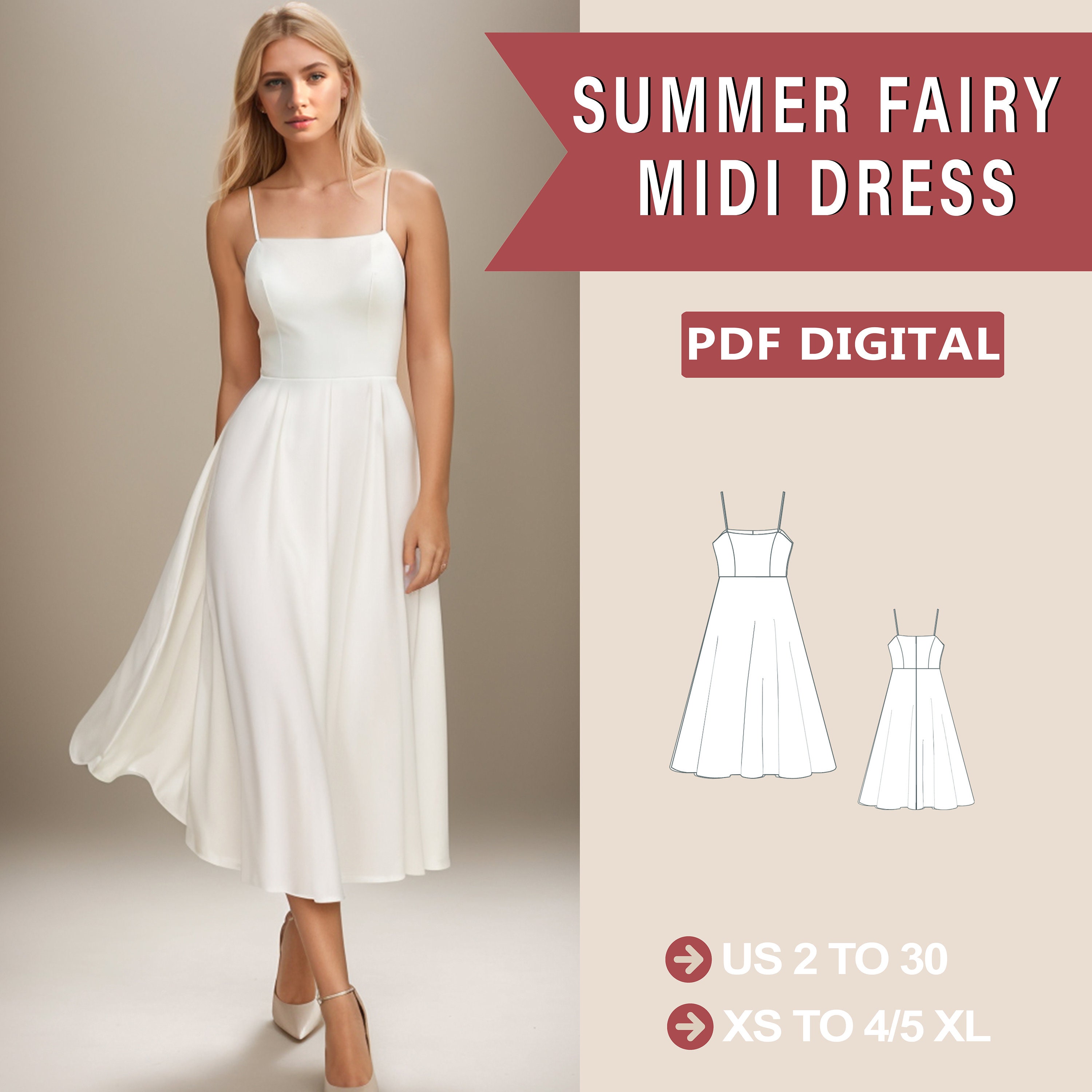 drop waist dress long Hnewly French Elegant Midi Dress Women Short Sleeve Beach Style Fairy –  hnewly main image 1