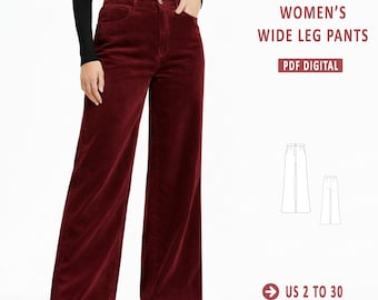 Wide Leg Trousers Sewing Pattern | Women's Pants (PDF Pattern)