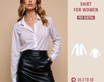 Patrón de costura para camisa de mujer con botones (descarga digital)