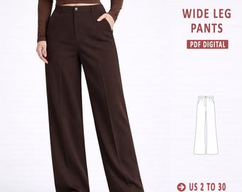 Women’s High-Waisted Wide-Leg Pants Sewing Pattern, Elegant Trousers, Casual & Formal Pants DIY, Women’s Trousers, PDF Sewing Pattern XS-4XL