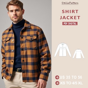 Men's Shirt Jacket Sewing Pattern: Classic Lumberjack Style (XS-4XL ...