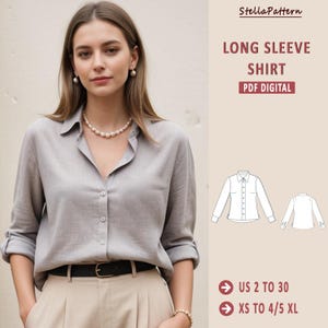 Dames relaxed fit linnen shirt naaipatroon, boho linnen blouse, linnen shirt, losvallend shirt voor vrouwen, eenvoudig zomerblousepatroon, XS-4XL