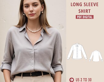 Linen Shirt Sewing Pattern: Women's Relaxed Fit Boho Blouse (XS-4XL) (Digital Download)