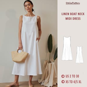 Linen Maxi Dress Sewing Pattern: Gathered Empire Waist Sundress (XS-4XL) (Digital Download)