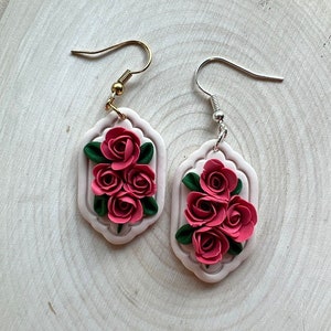 Blush Rose Bouquet Polymer Clay Earrings