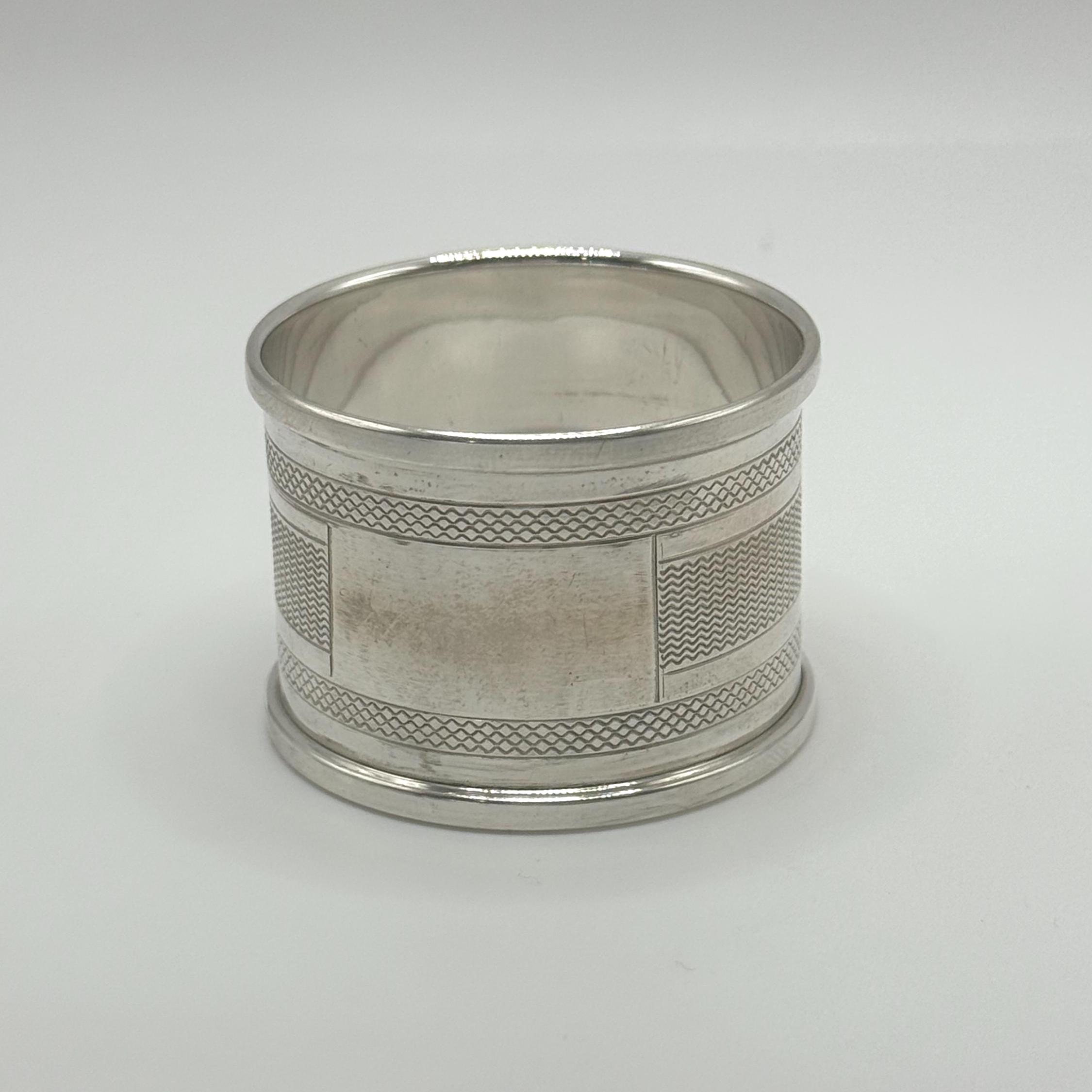 Vintage Sterling Silver Napkin Ring Birmingham 1962 Engine Turned Pattern