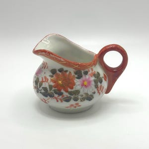 Vintage Japanese Miniature Porcelain Creamer, Hand-Painted Bird & Floral, c.1930