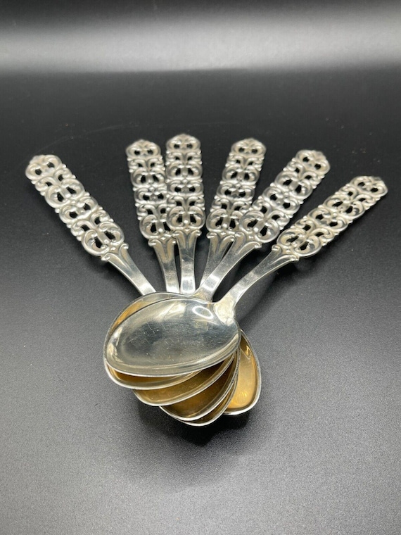アンティーク雑貨 Silver teaspoon. 830Silver and 925Silver Vintage Theodor Olsens 830S Silver Tea Spoons, Kloster Pattern