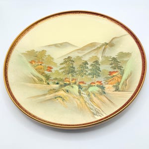 Japanese Satsuma Landscape Plate Signed 神 Hand Painted Gold 19cm