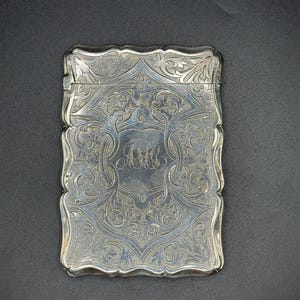 Porte-cartes Victorien Antique en Argent Massif Design Celtique Birmingham 1863