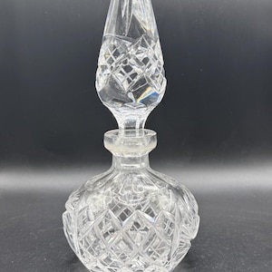 Vintage Art Deco Style Heavy Crystal Glass Perfume Bottle - 20cm