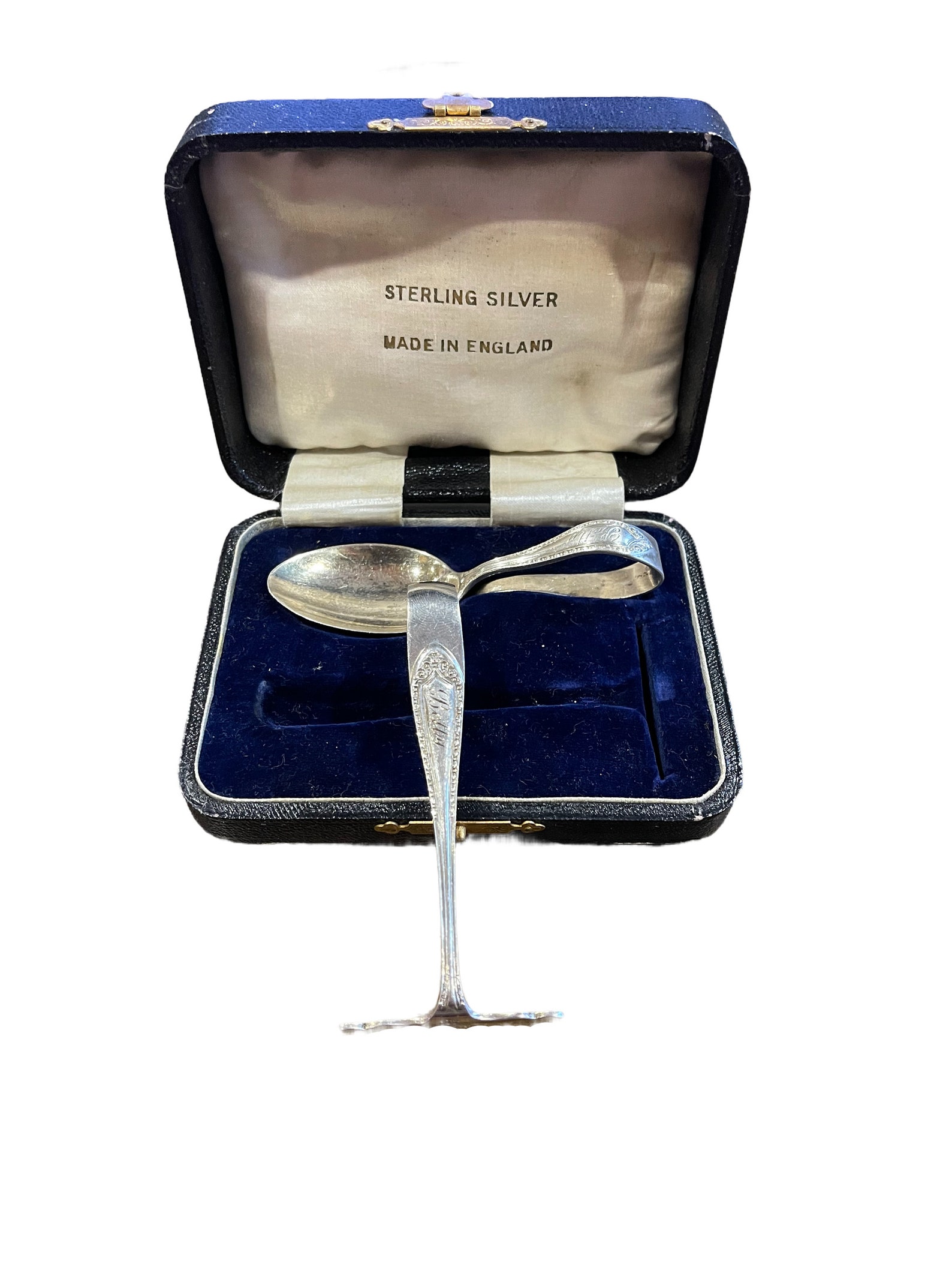 Exquisite Vintage Sterling Silver Baby Pusher and Spoon Set birmingham