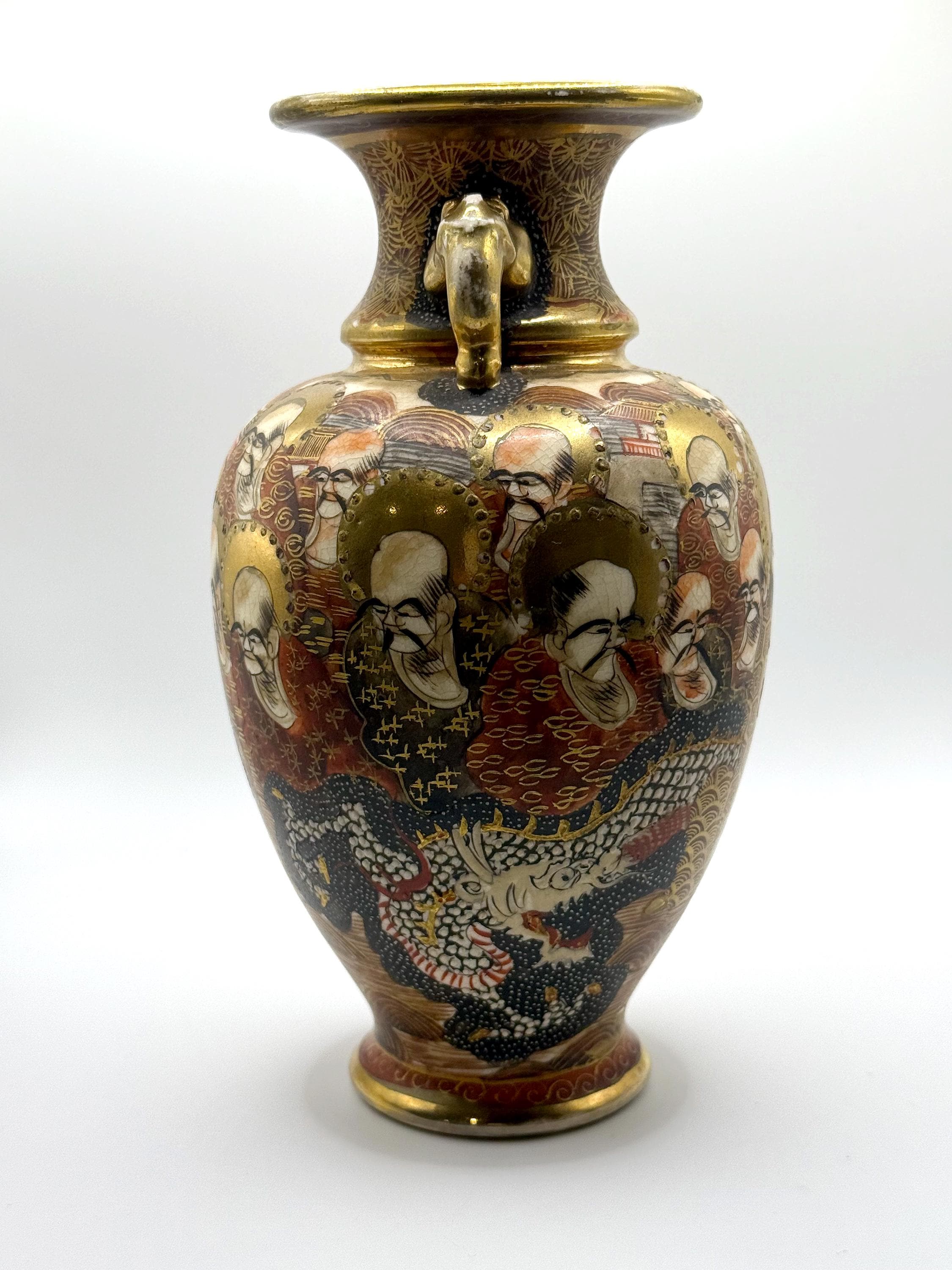 Antique Japanese Satsuma-style Vase Signed Chozan 朝山 With Rakan