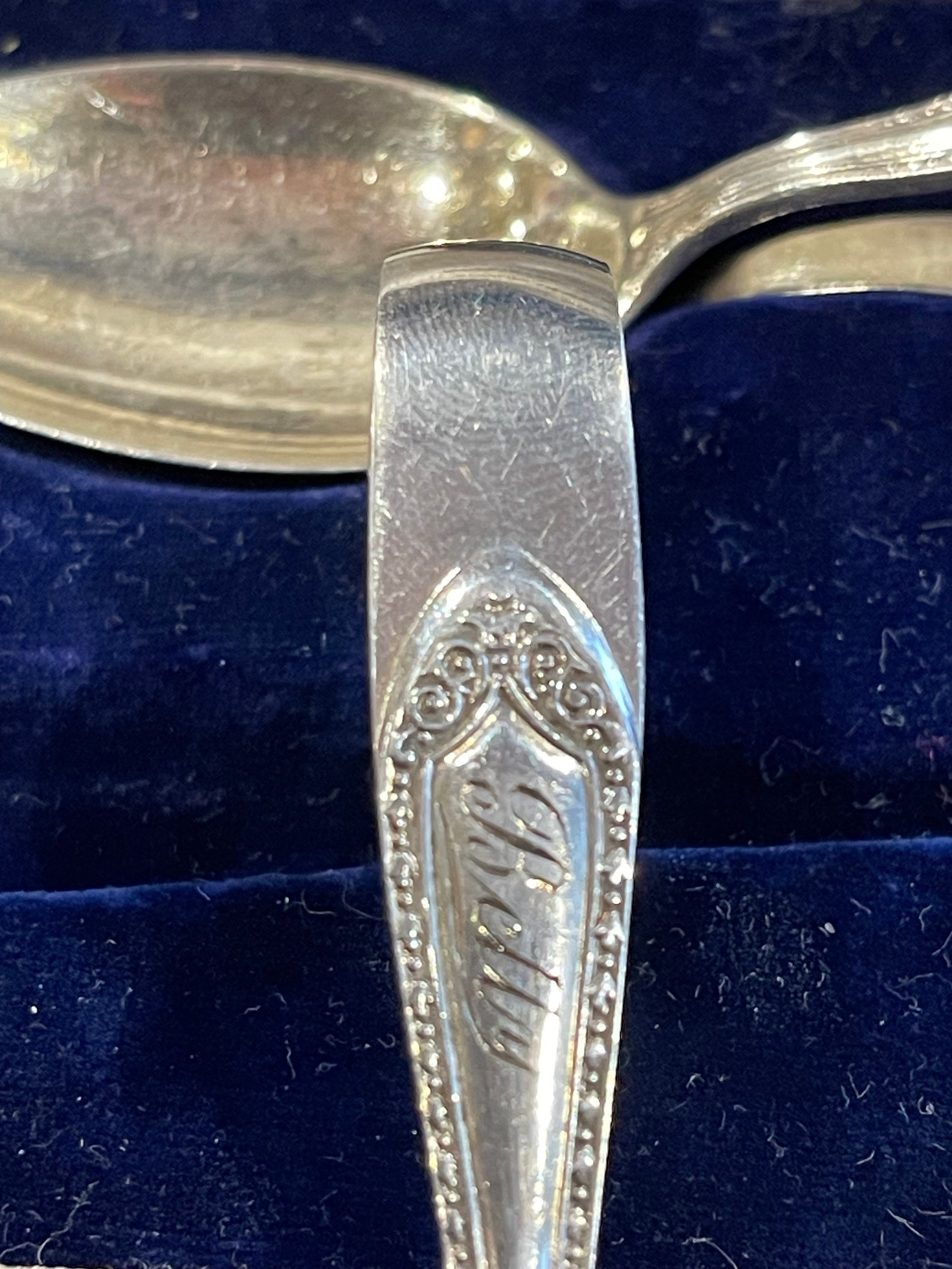 Exquisite Vintage Sterling Silver Baby Pusher and Spoon Set birmingham