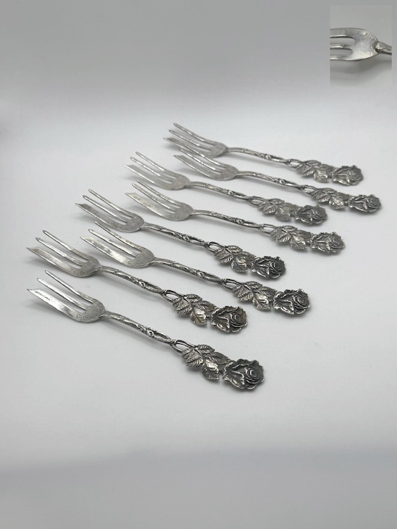 Set of 8 Christoph Widmann Hildesheimer Rose 835 Silver Cake Forks