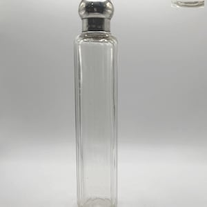 Antique German Cut Glass Perfume Bottle with Sterling Silver Lid 925 Hallmarked